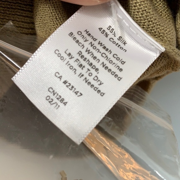 Talbots | NWT Tan Brown Silk Cotton Lightweight Beaded V-Neck Pullover Sweater S - Picture 9 of 17